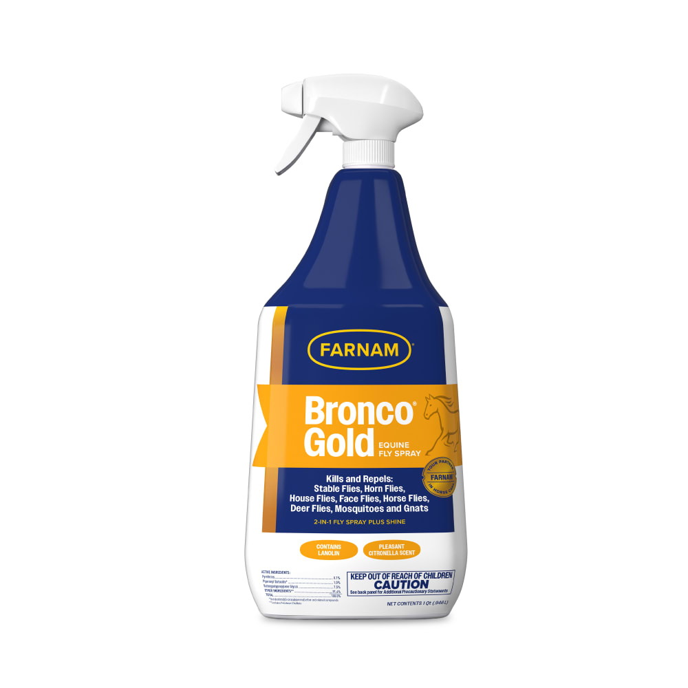 Bronco Gold 32oz fly spray.