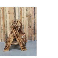 SINGLE WOOD SADDLE STAND in BURNT WOOD