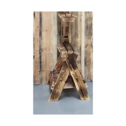 DOUBLE WOOD SADDLE STAND in BURNT WOOD