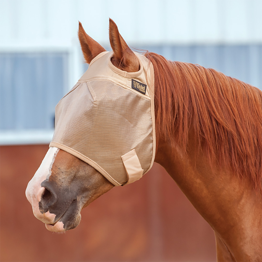 Cashel Economy Horse Fly Mask - No-Ear Protection, Tan Color For Sun & Bug Protection