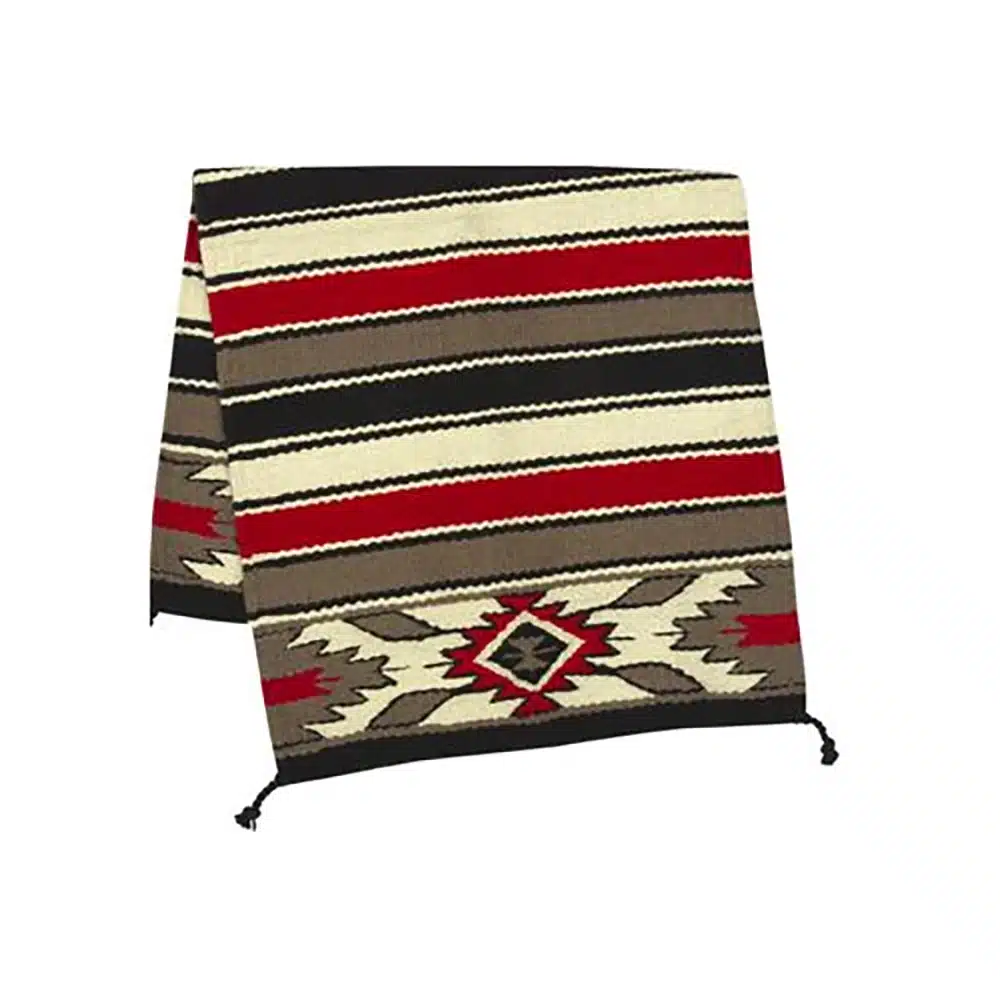 Red and brown wool blanket.