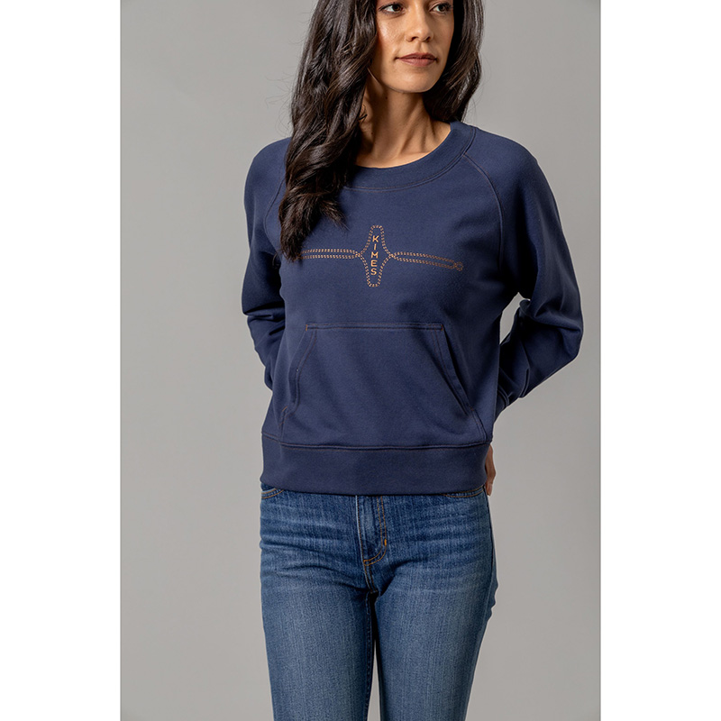 Gracie Cropped Crewneck Sweatshirt in Blue