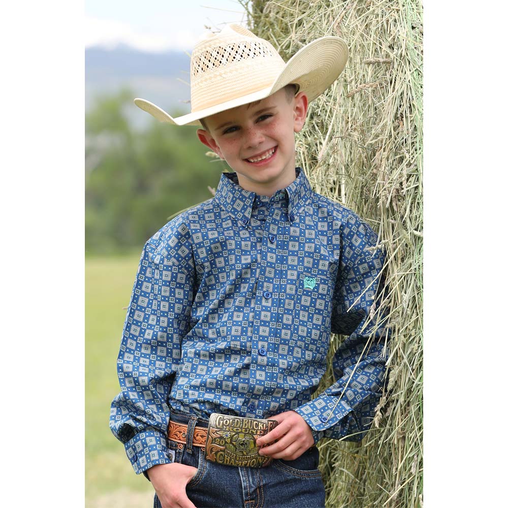 cinch boy's long sleeve shirt royal