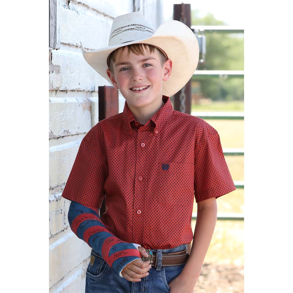cinch boy's short sleeve red
