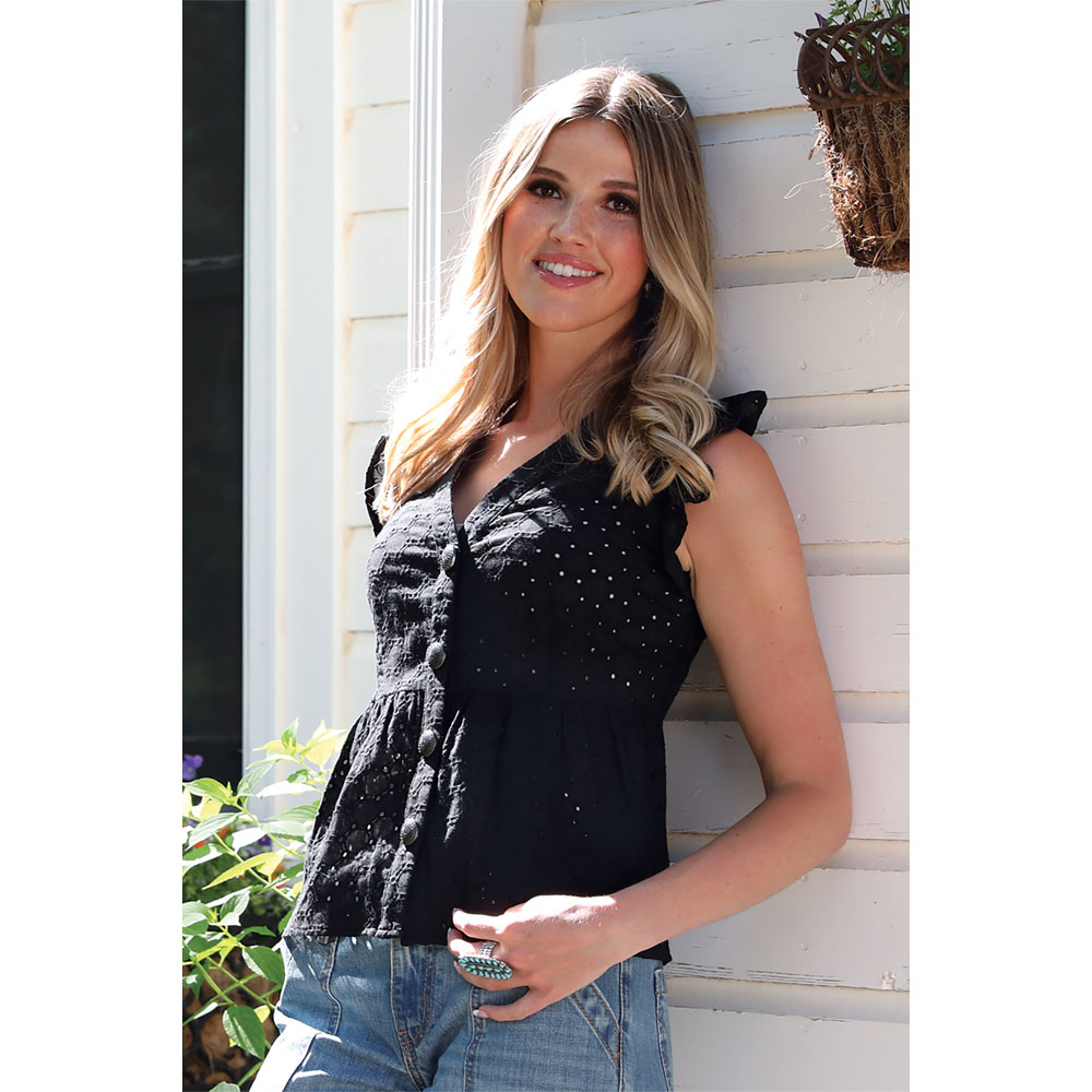 cruel denim women's sleeveless blouse black
