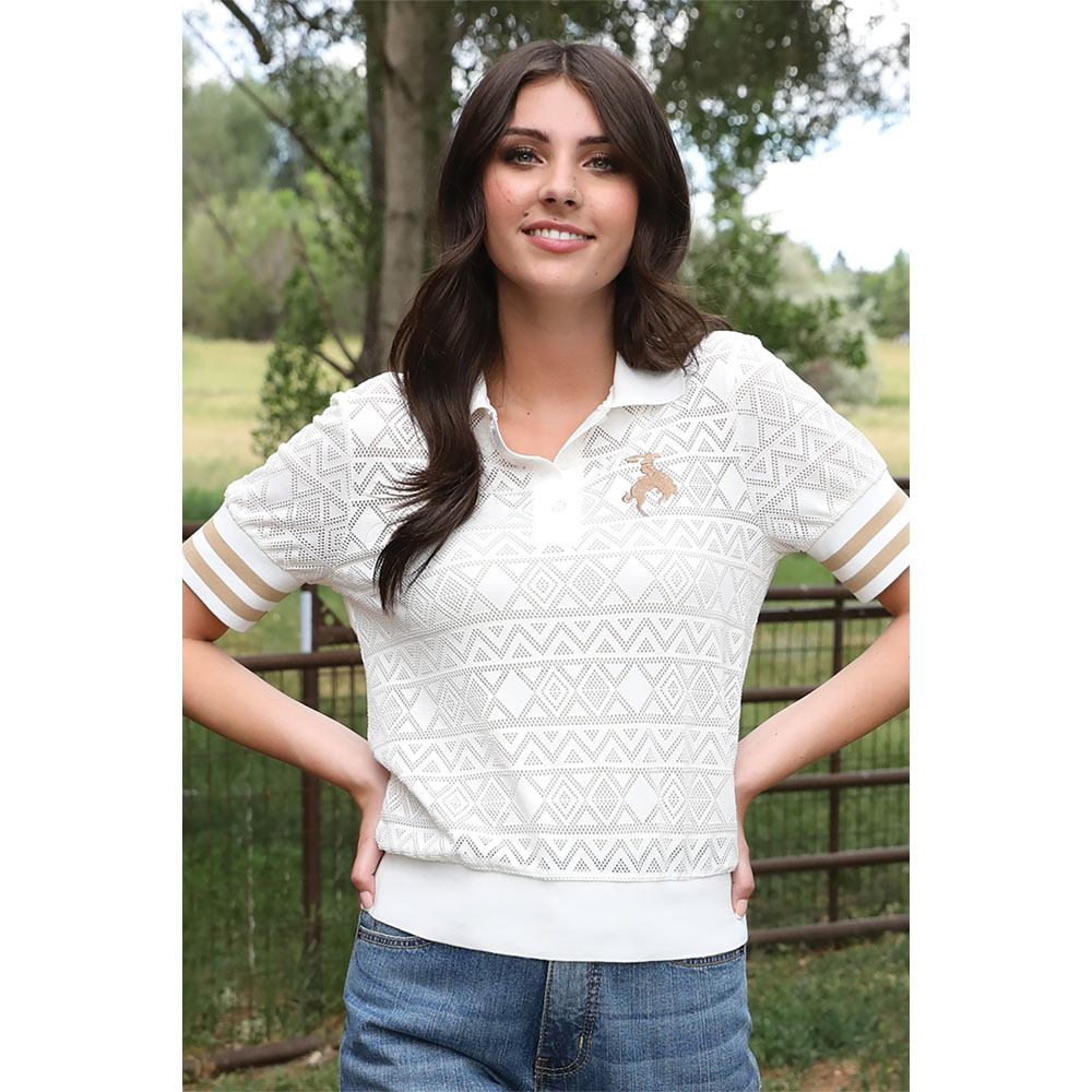 cruel women's polo white with lace
