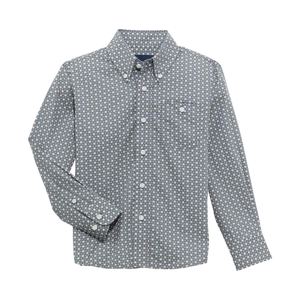 wrangler boy's long sleeve shirt pink & grey