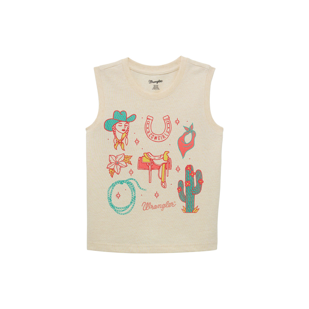 wrangler girl's graphic tank cream
