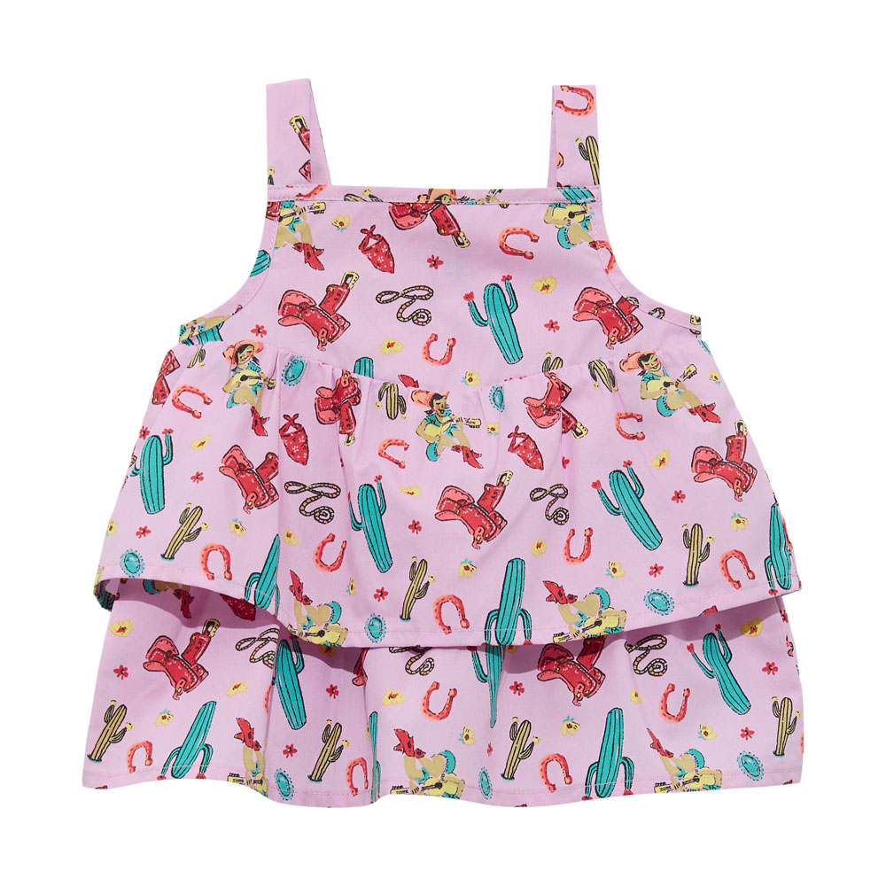 wrangler little girl's ruffle tank purple cactus