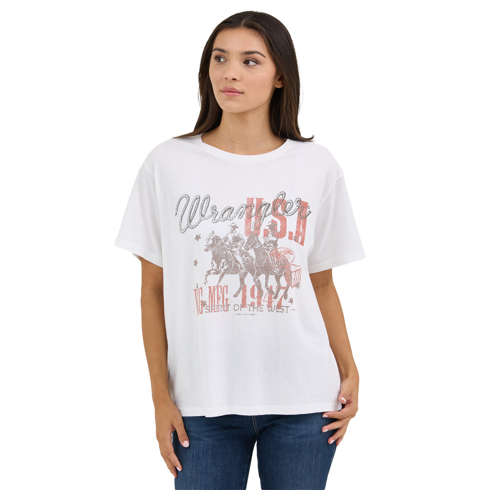 wrangler women's western graphic tee in faded west
