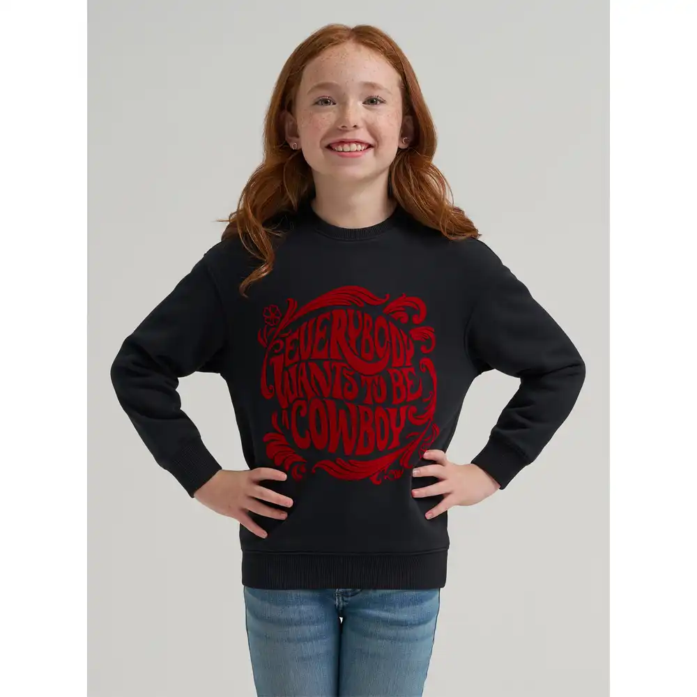 wrangler girl's crewneck sweatshirt black