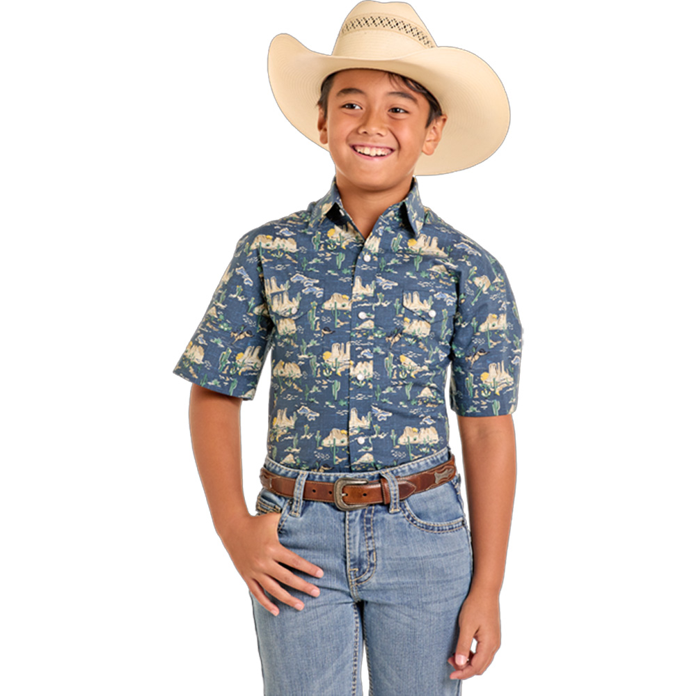 panhandle slim boy's short sleeve shirt in desert novelty