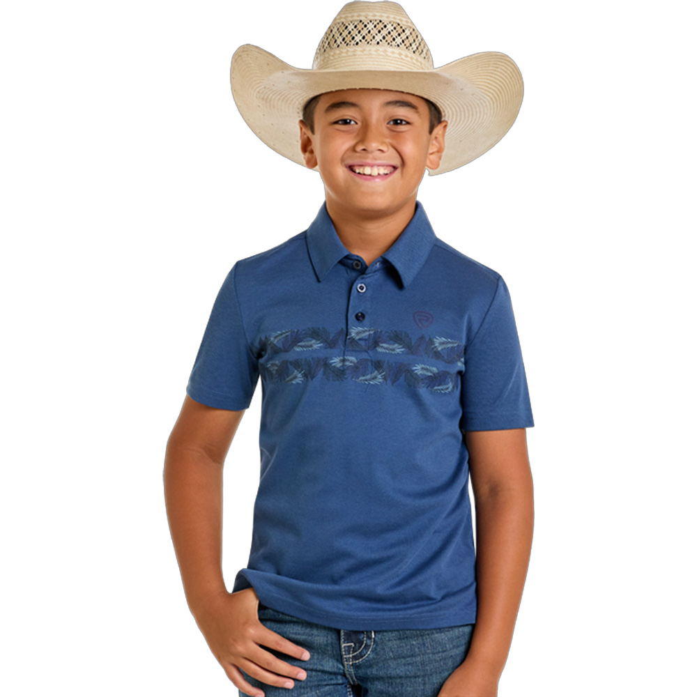 rock & roll denim boy's polo in navy