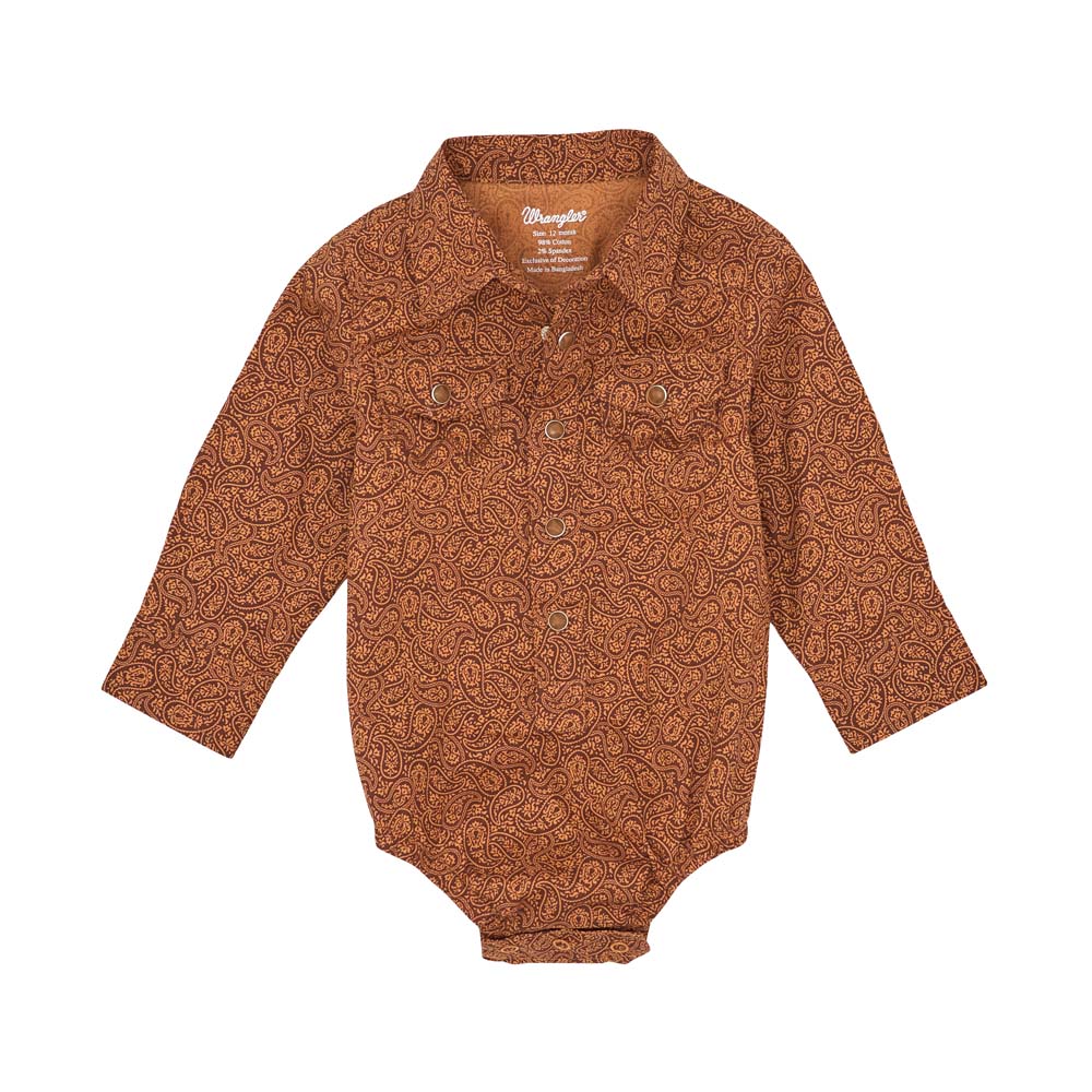 wrangler infant boy's bodysuit in rustic brown