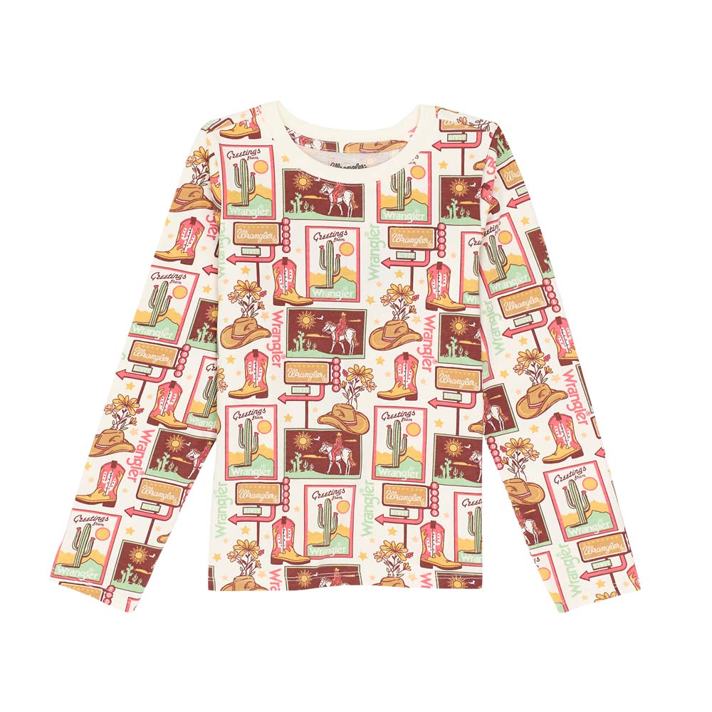 wrangler girl's long sleeve graphic tee shirt