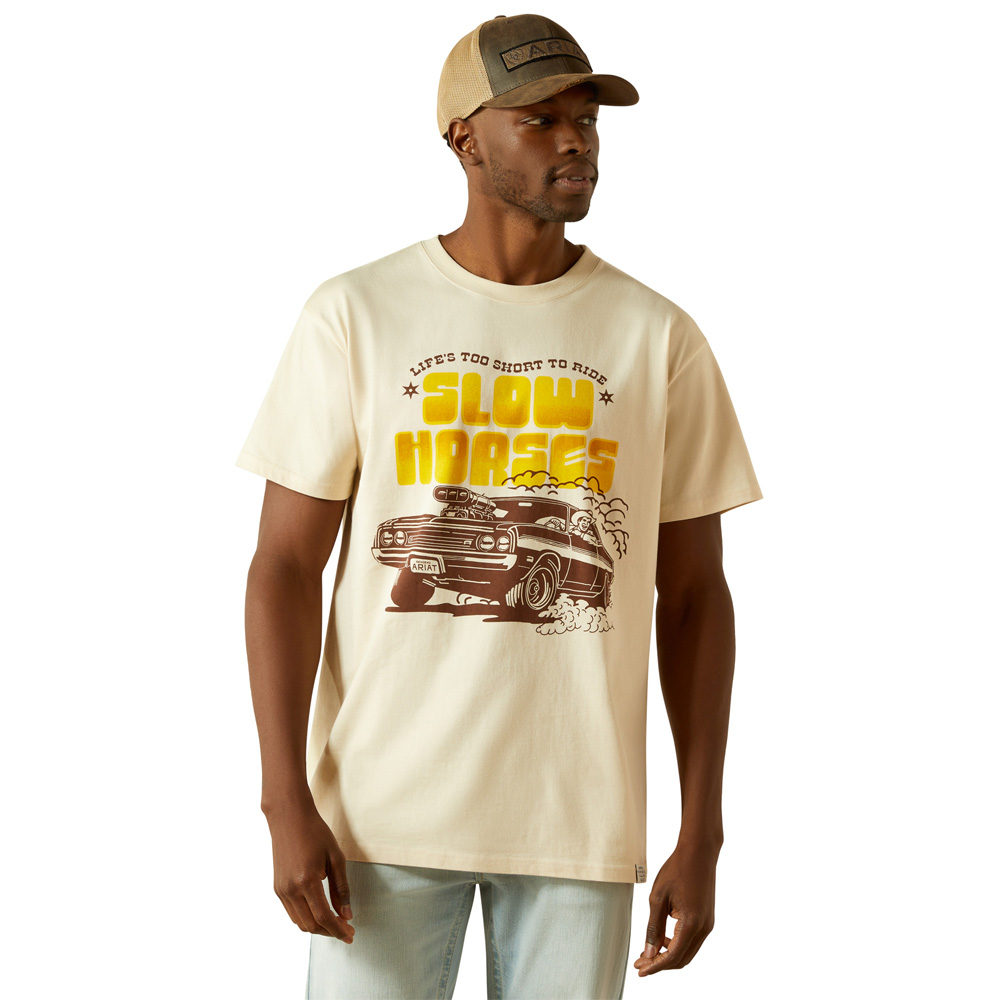 ariat men's graphic tee slow horses cream