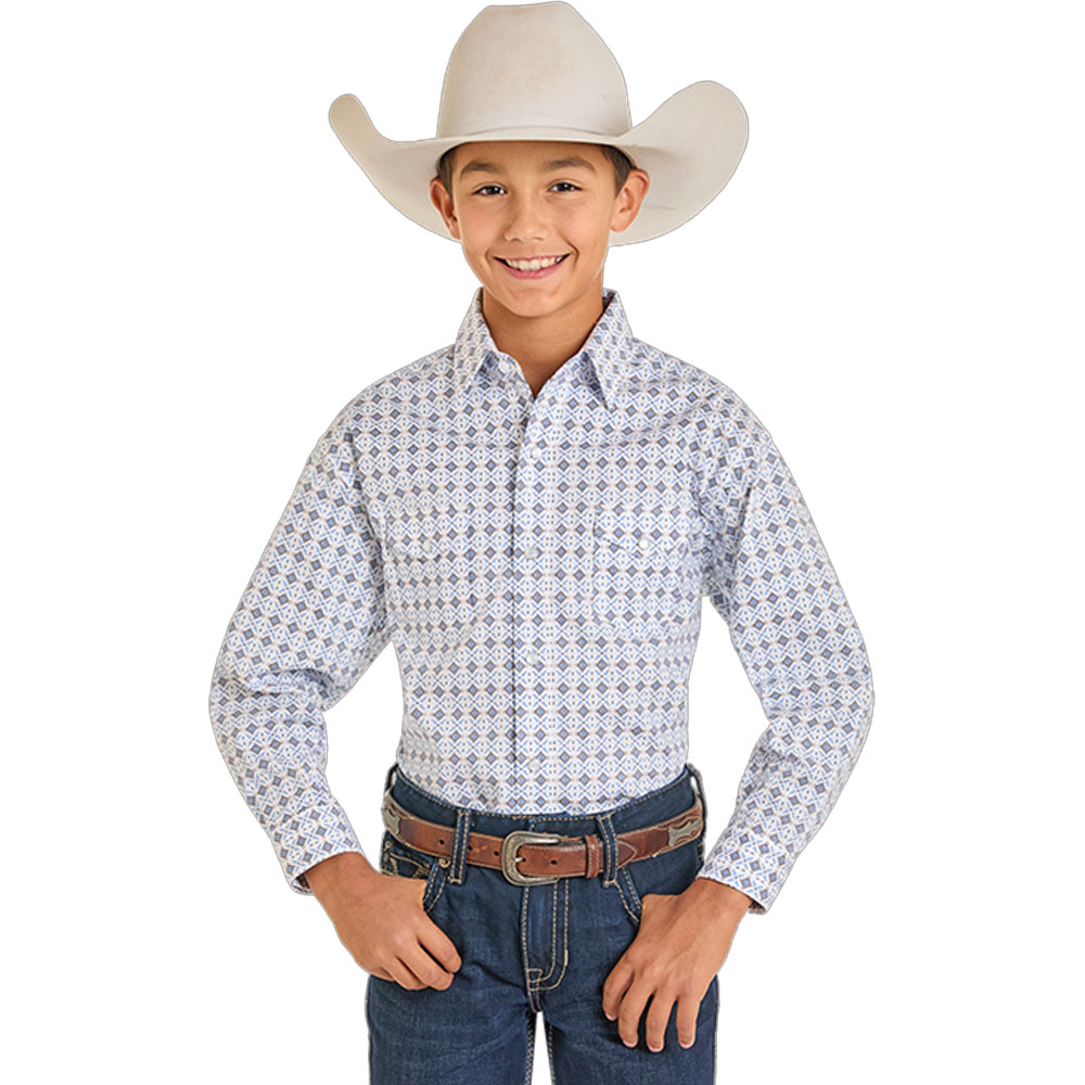 panhandle slim boy's long sleeve shirt blue