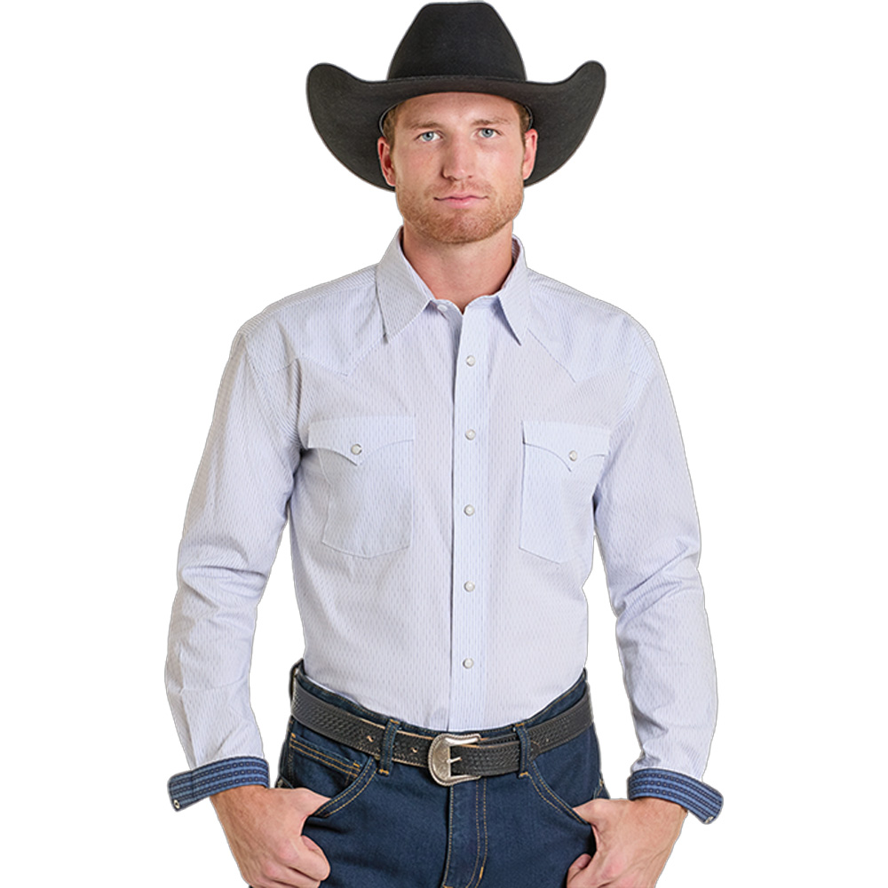 panhandle slim men's long sleeve shirt powder blue