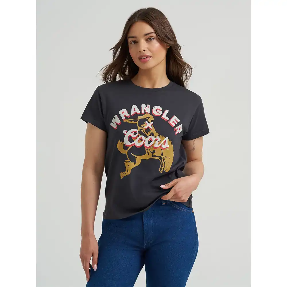 wrangler coors women's graphic tee shirt black