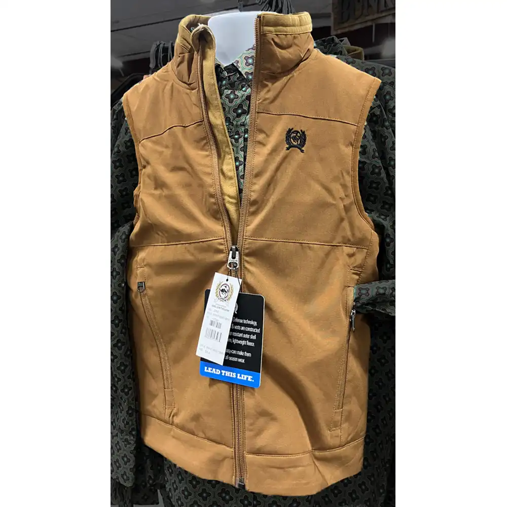 cinch boy's brown canvas vest