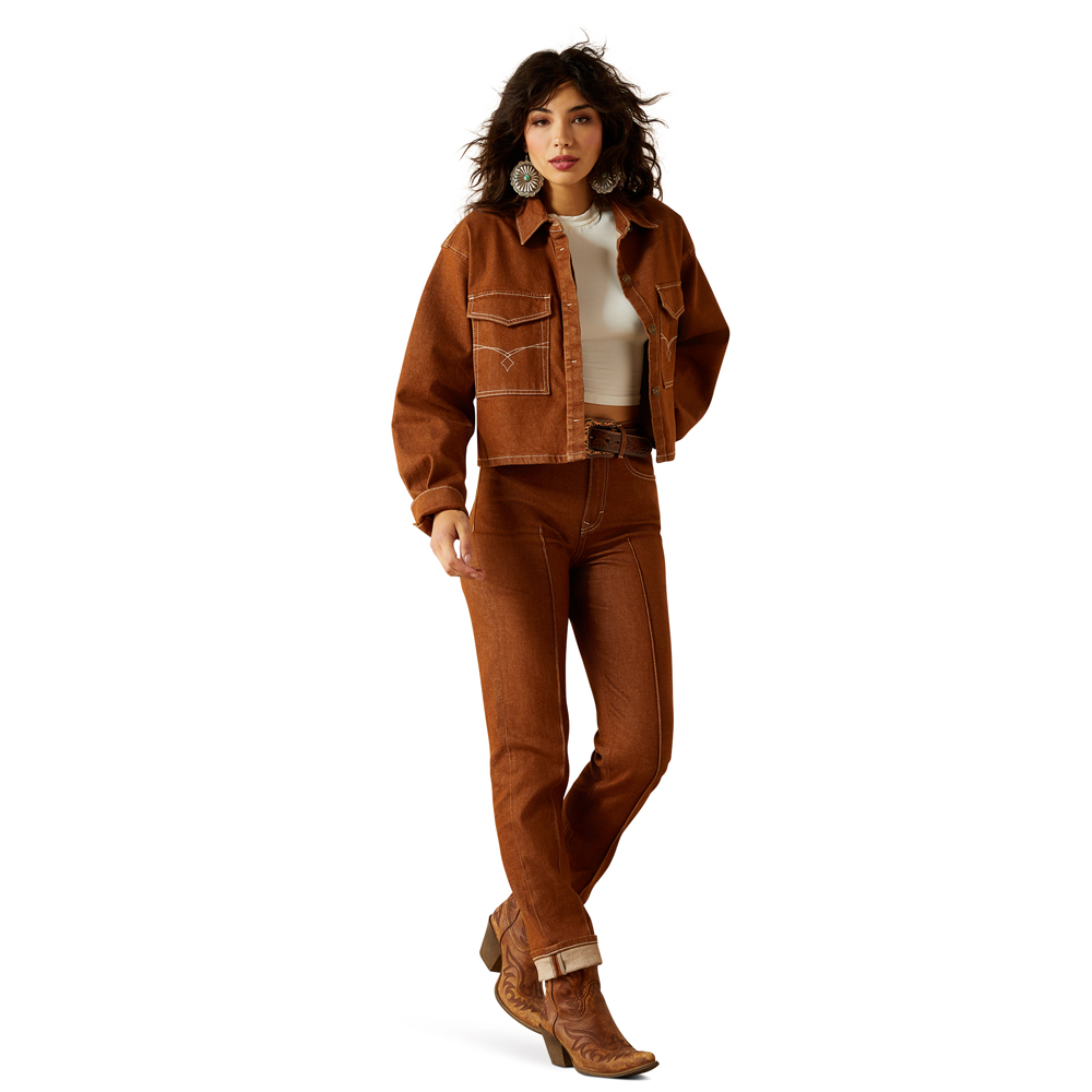 ariat women's cropped jacket in brown