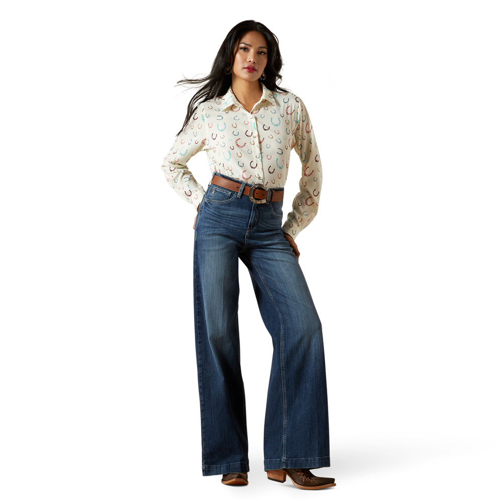 ariat women's wide leg jean in dark wash