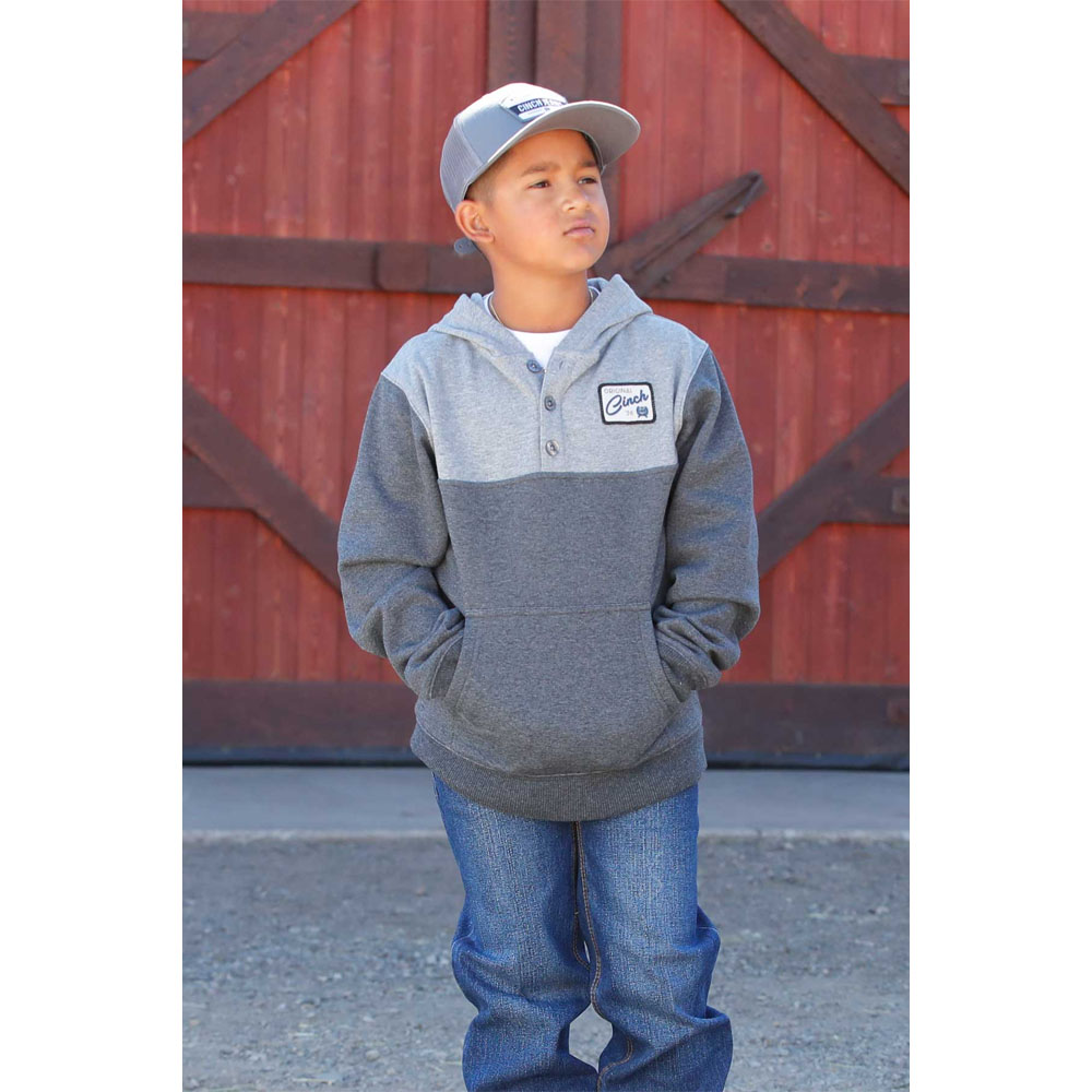 cinch boy's hoodie charcoal and grey