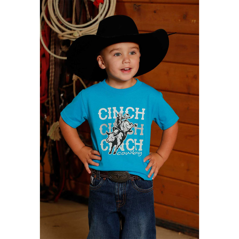 cinch toddler boy's brand tee shirt teal