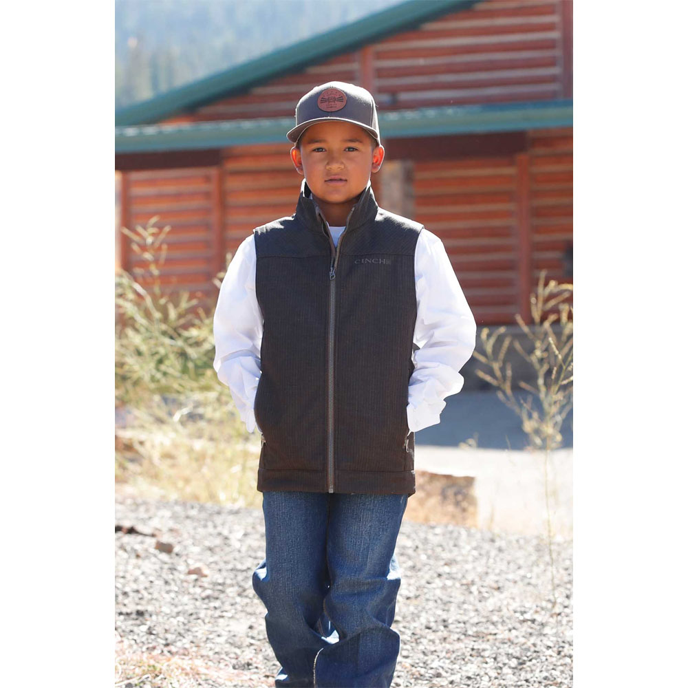 cinch boy's bonded vest brown