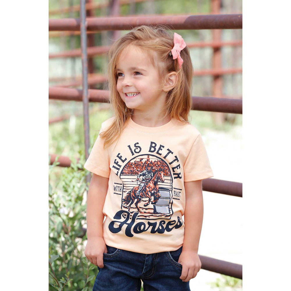 cruel denim girl's tee shirt peach