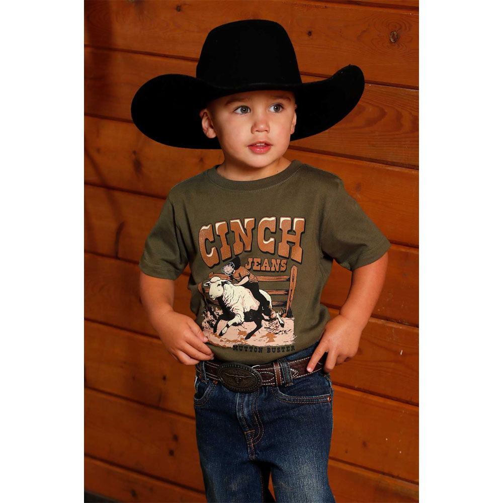cinch infant boy's brand tee shirt olive