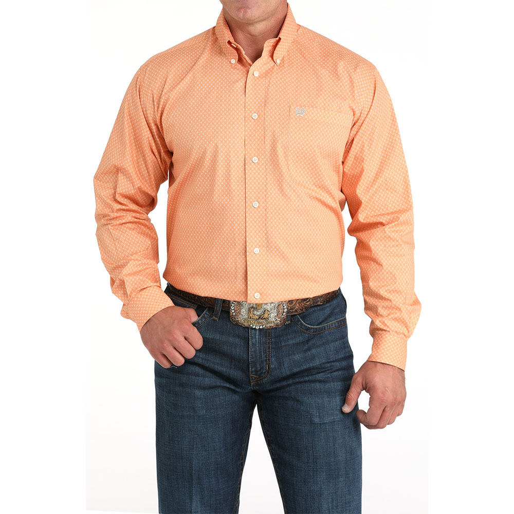 cinch men's long sleeve shirt coral