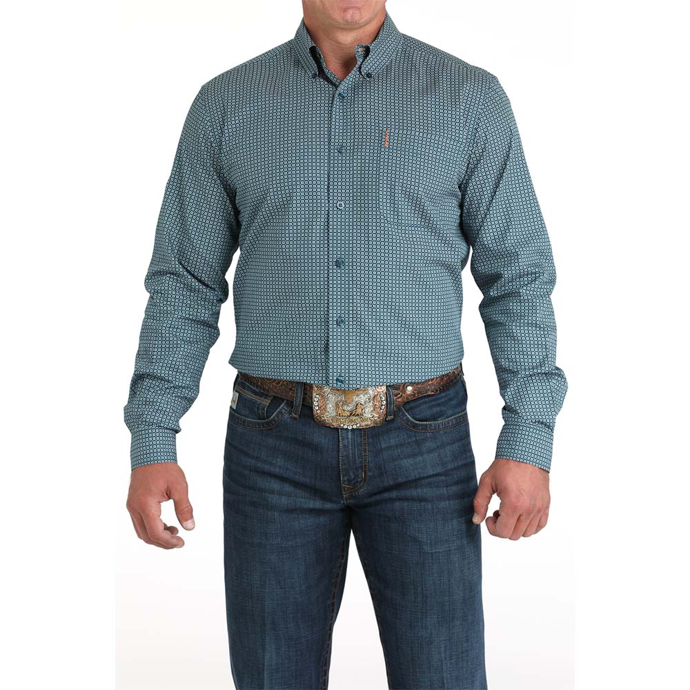 cinch men's long sleeve shirt teal