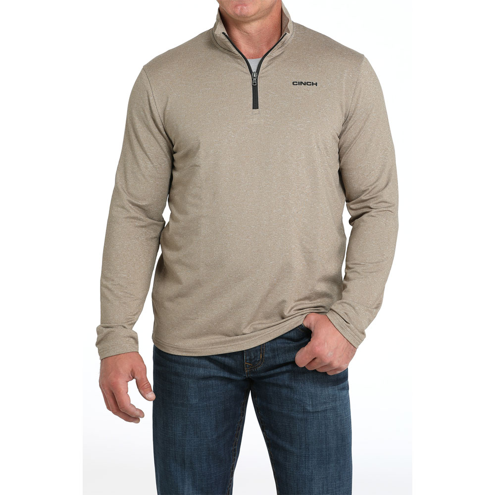 cinch men's 1/4 zip pullover stone