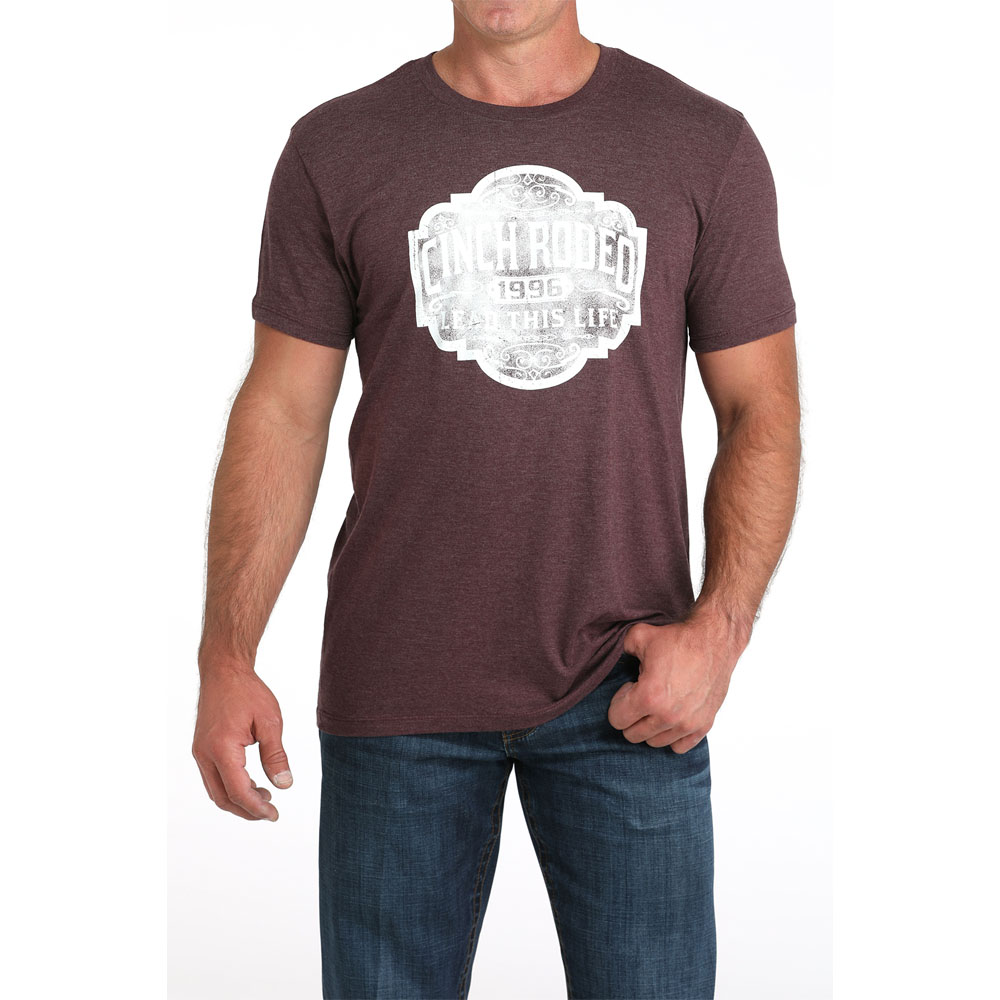 cinch men's graphic tee shirt burgundy