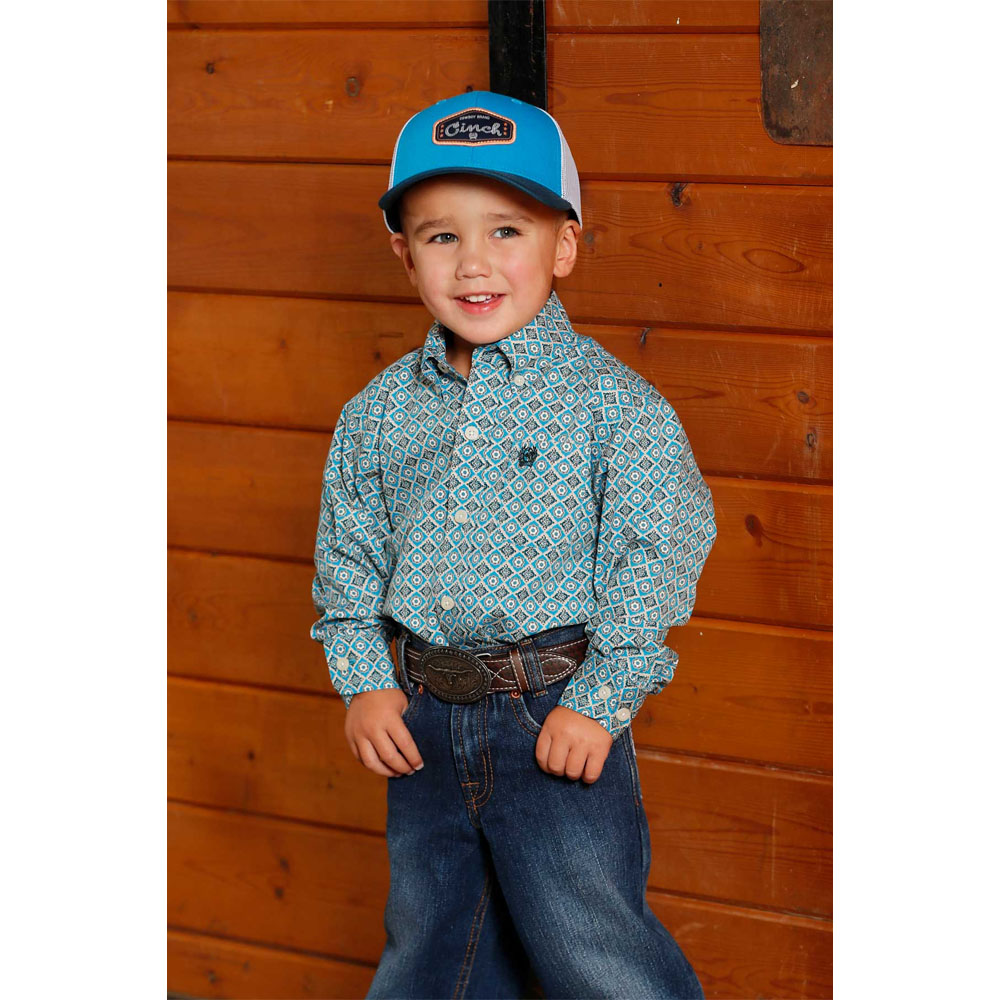 cinch toddler boy's long sleeve shirt blue