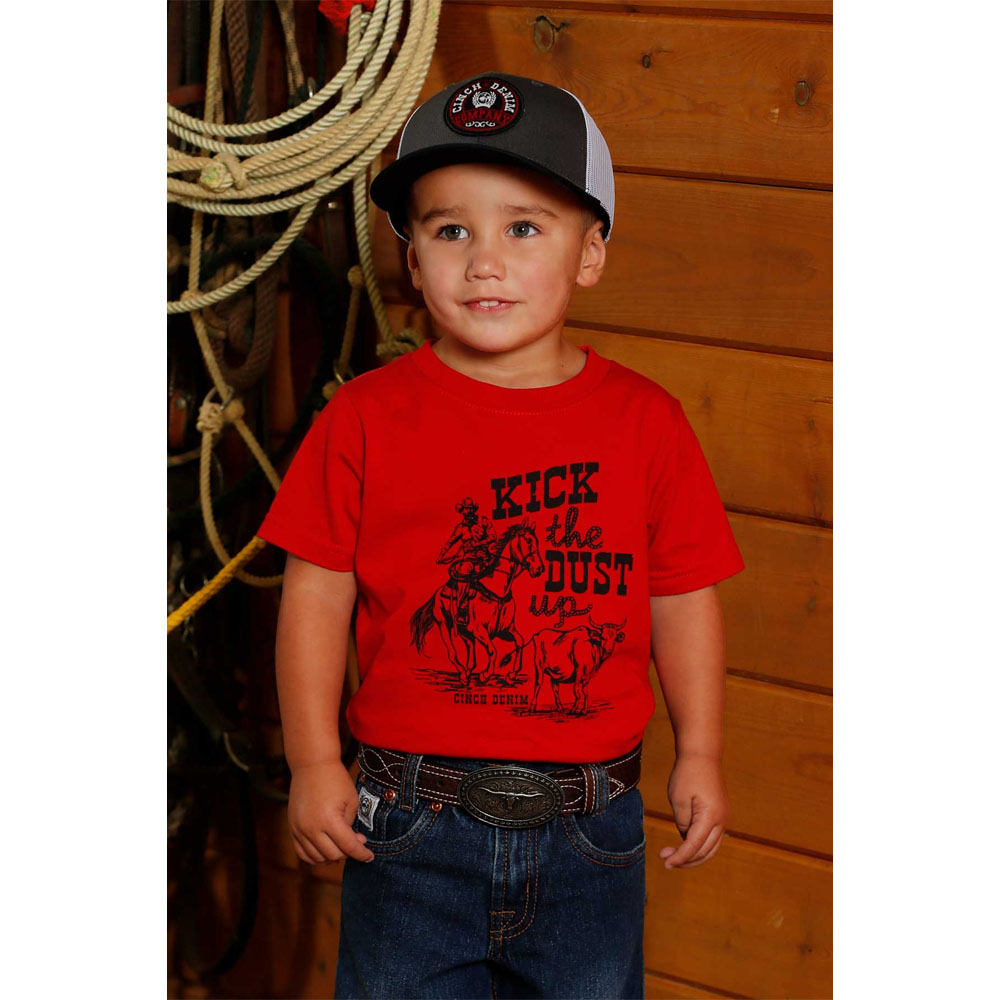 cinch toddler boy's brand tee red
