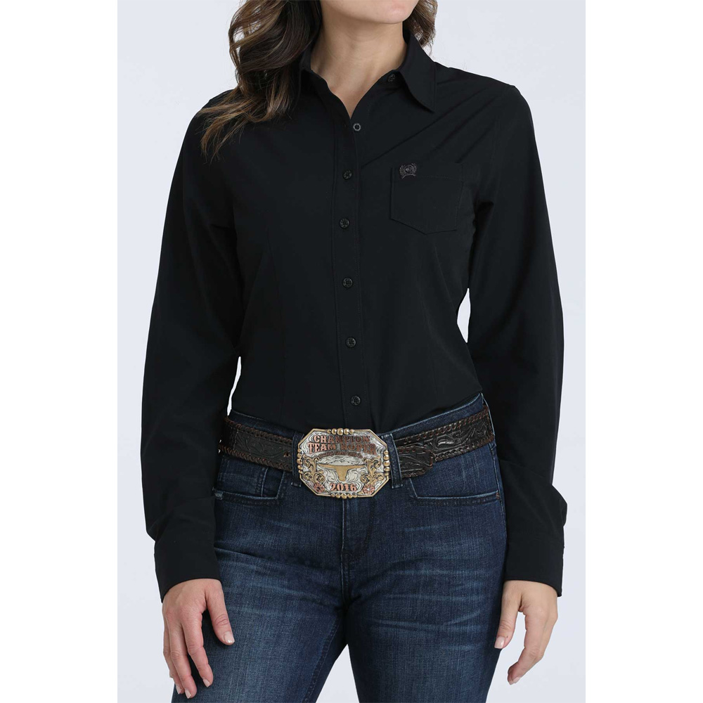 cinch women's long sleeve shirt black