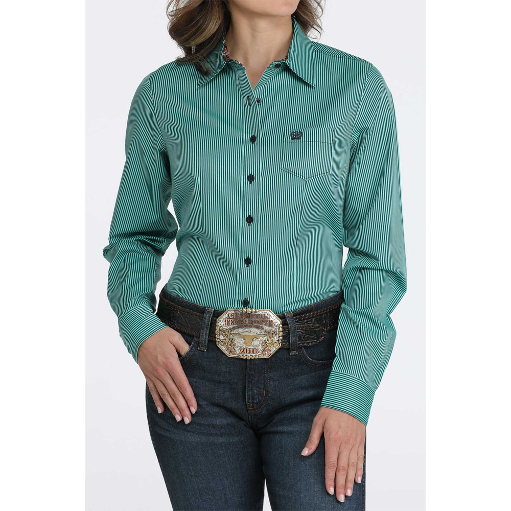 cinch women's long sleeve shirt turquoise