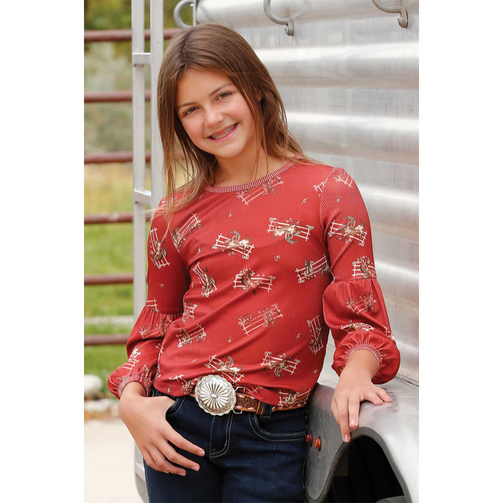 cruel denim girl's long sleeve blouse red