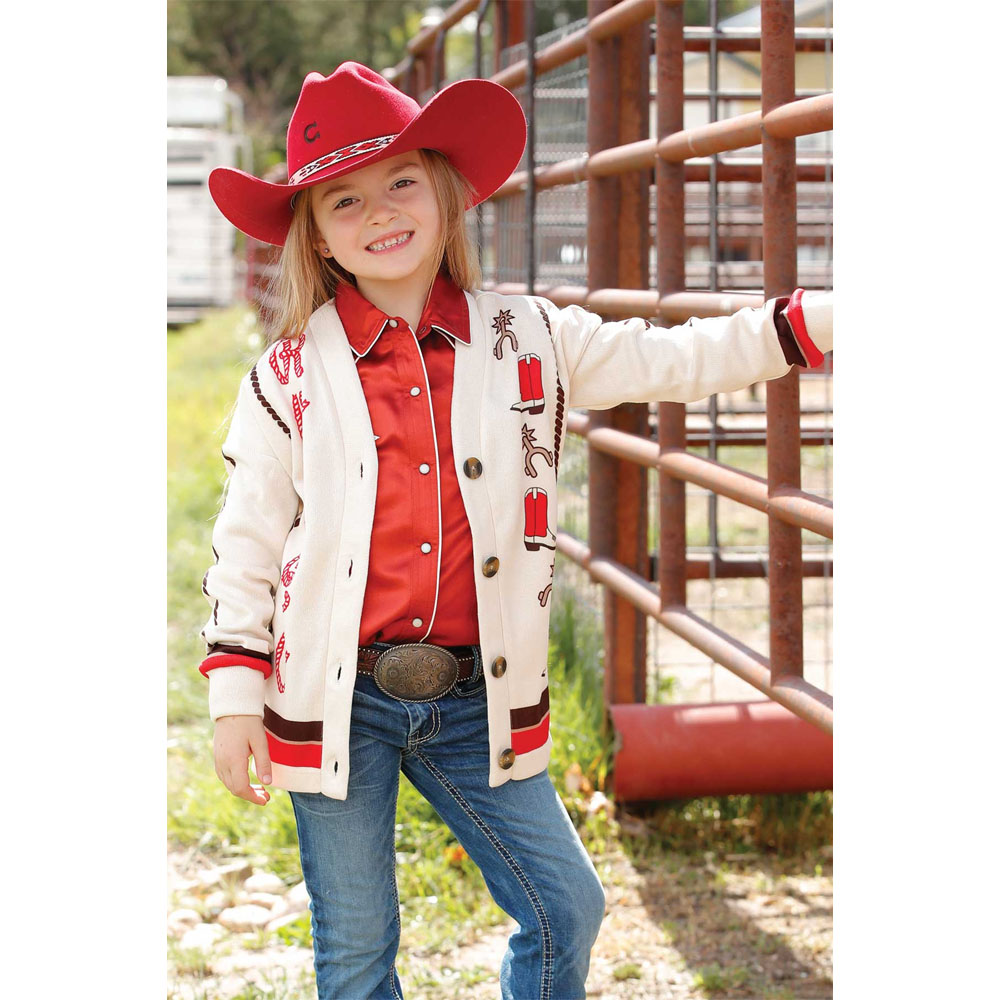 cruel denim girl's rodeo cardigan cream