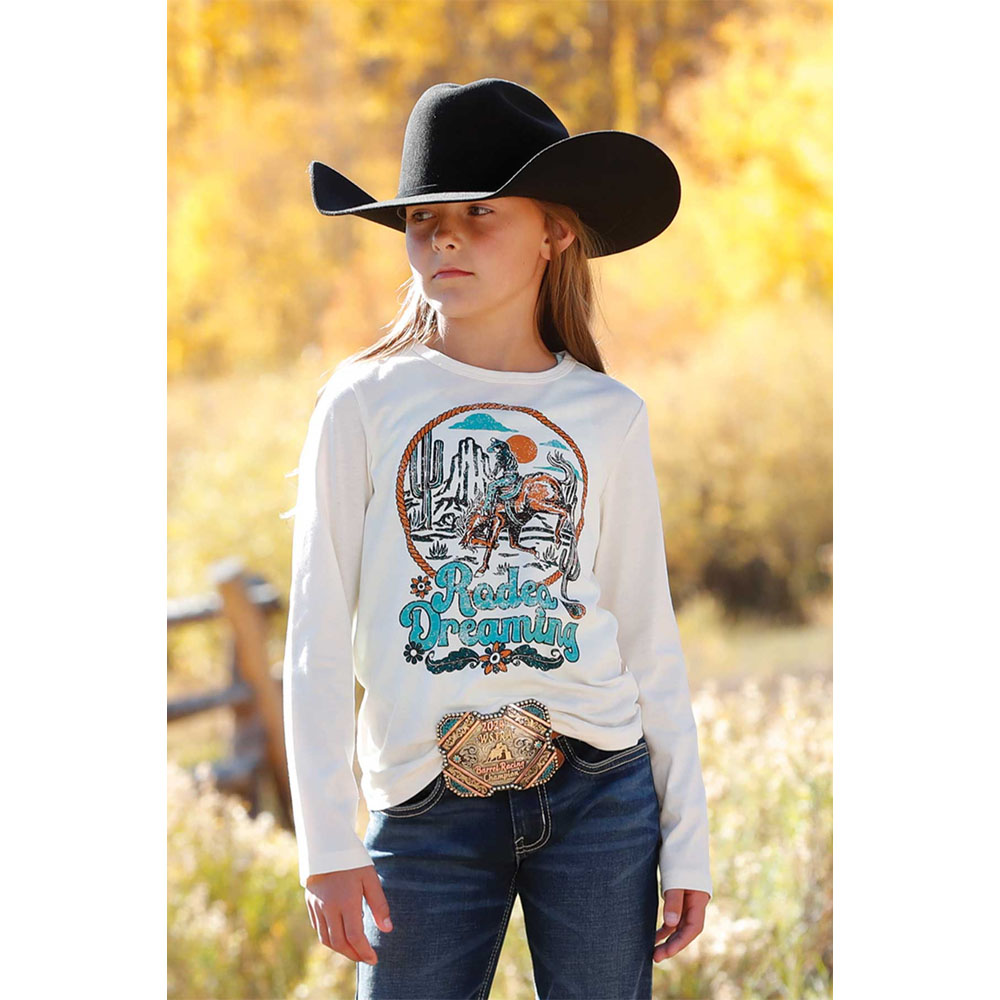 cruel denim girl's long sleeve tee cream