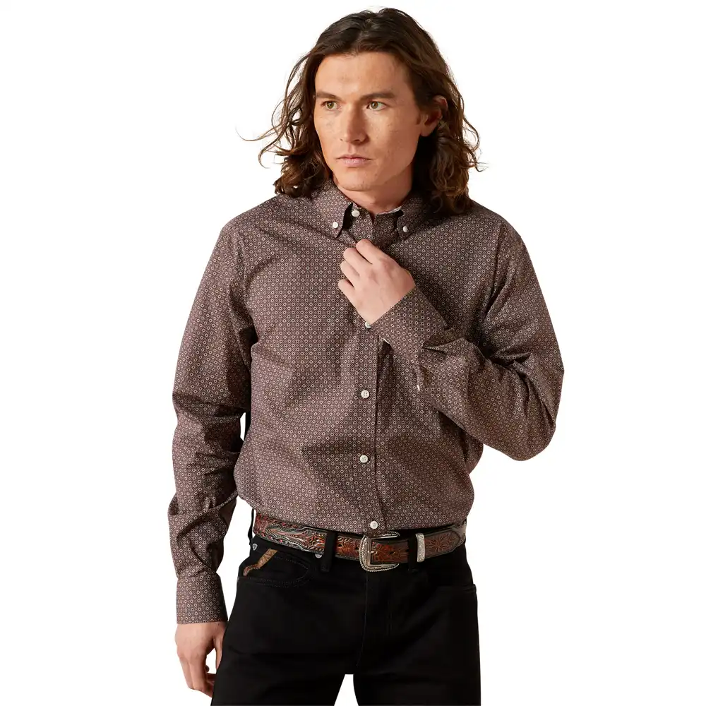 men's shirt long sleeve in brown