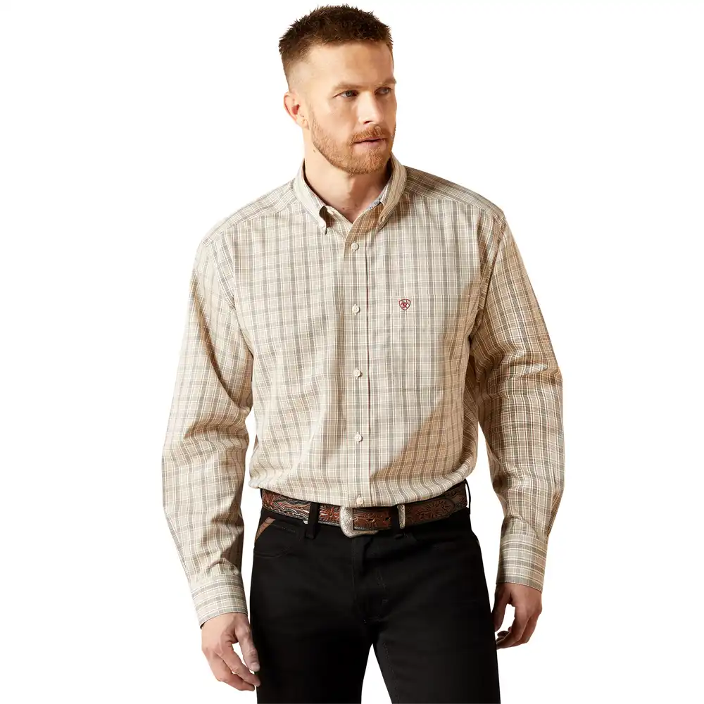 ariat long sleeve men's shirt in beige