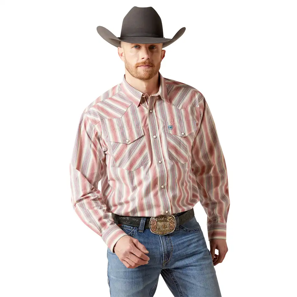 men's shirt long sleeve in pink stripe