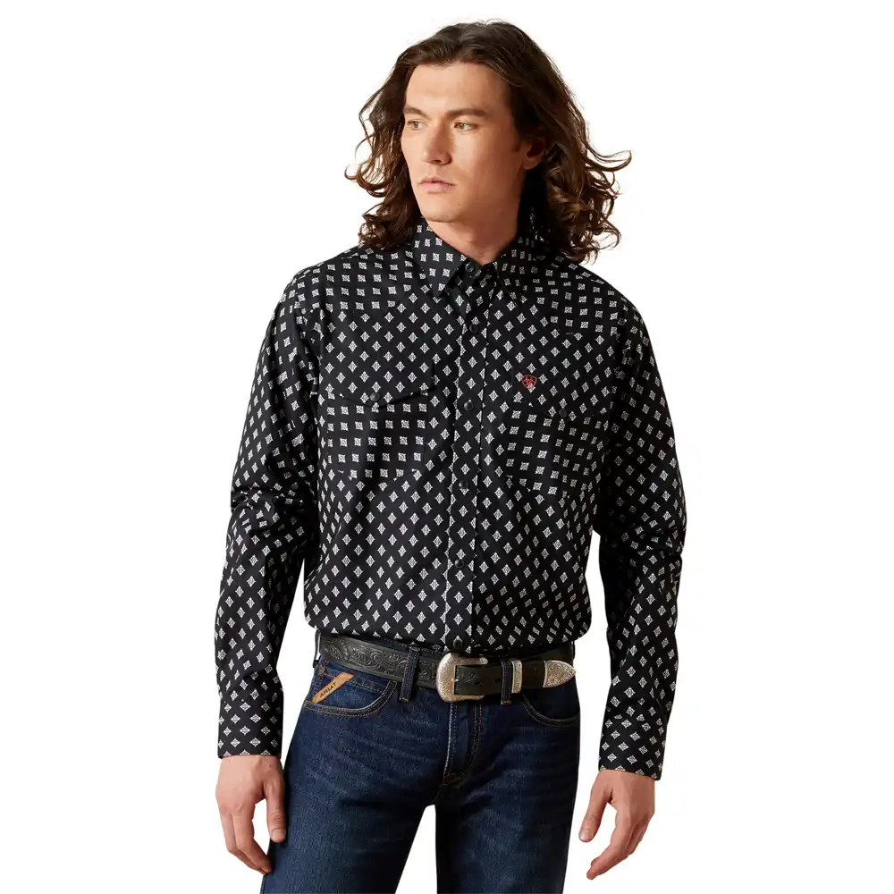 men's fitted shirt long sleeve in black