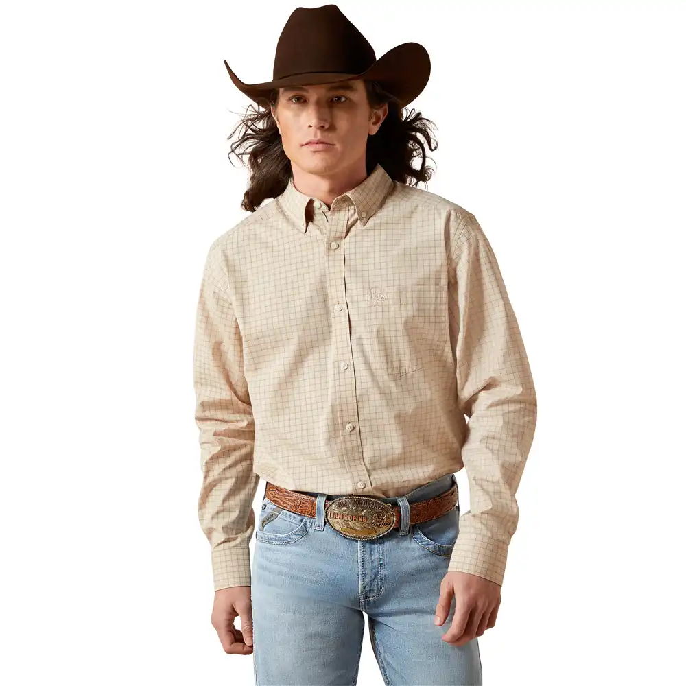 ariat long sleeve men's shirt in beige