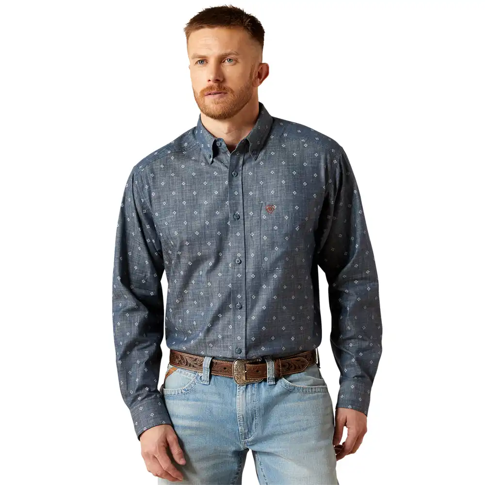 ariat men's long sleeve shirt in blue