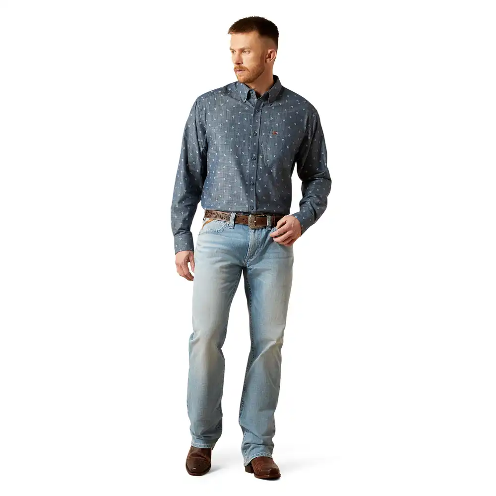 ariat men's long sleeve shirt in blue