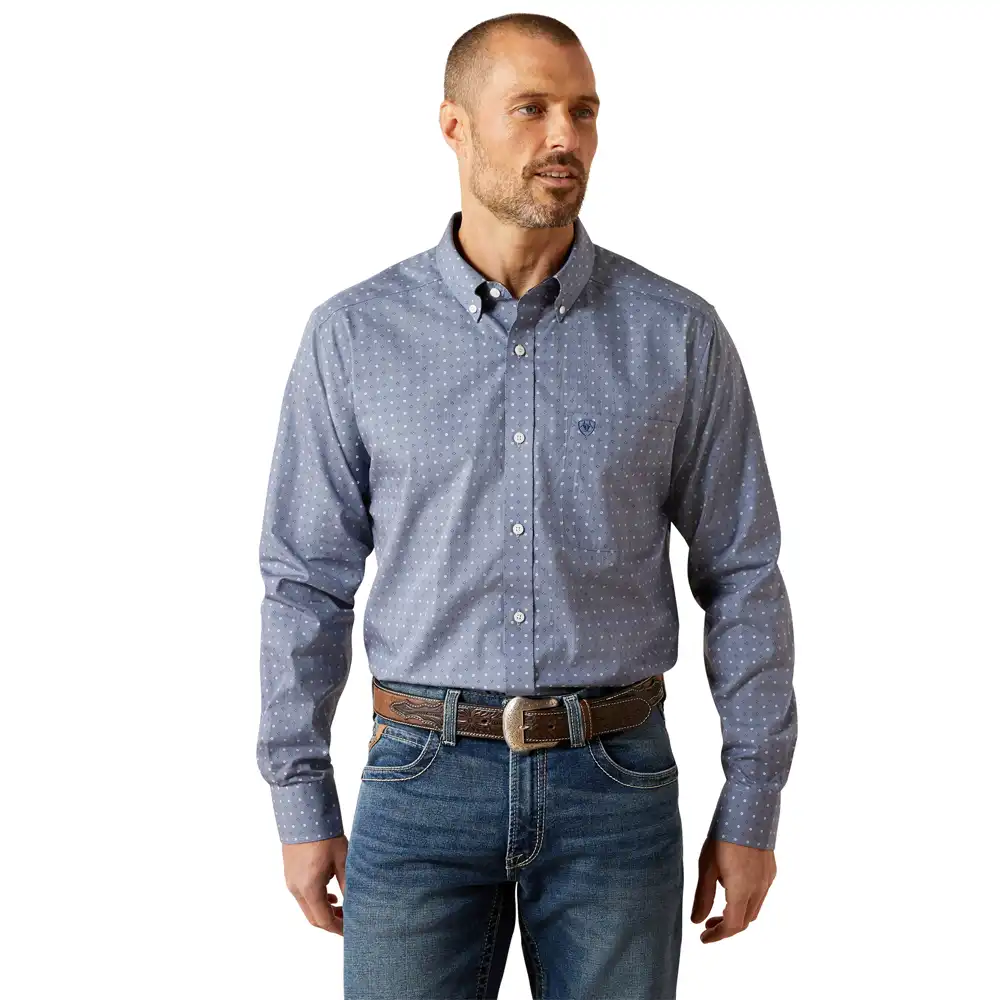 ariat men's long sleeve shirt in blue